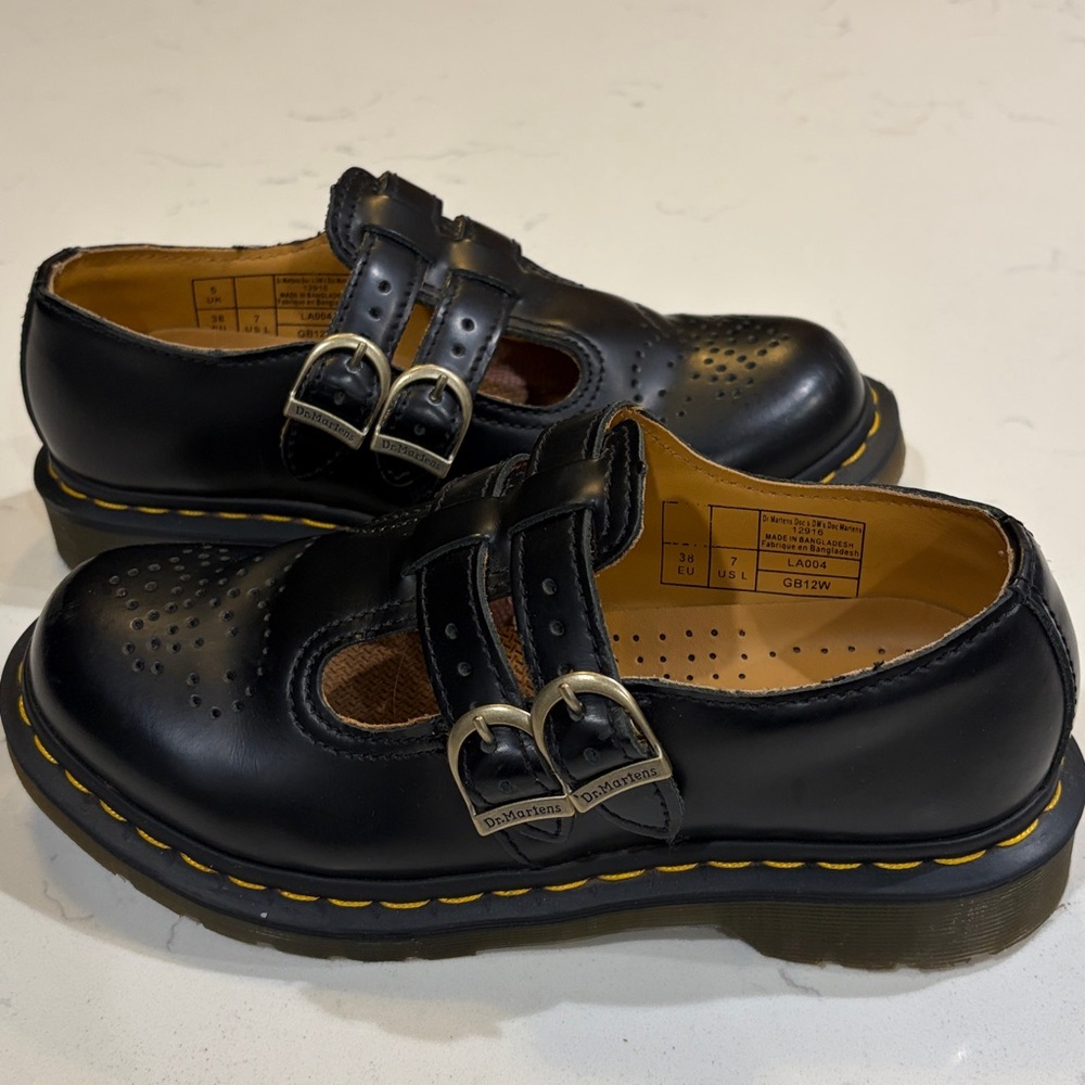 Dr. Martens Black Leather Flats with Buckles